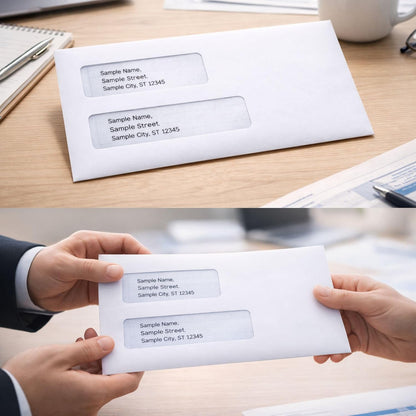 EnDoc 500#9 Double Window Envelopes Self Seal, 3 7/8 x 8 7/8" Security Tinted Envelopes for Invoices & Statements, Business Mailing Envelopes with Windows, Bright White 24lb Paper no. 9