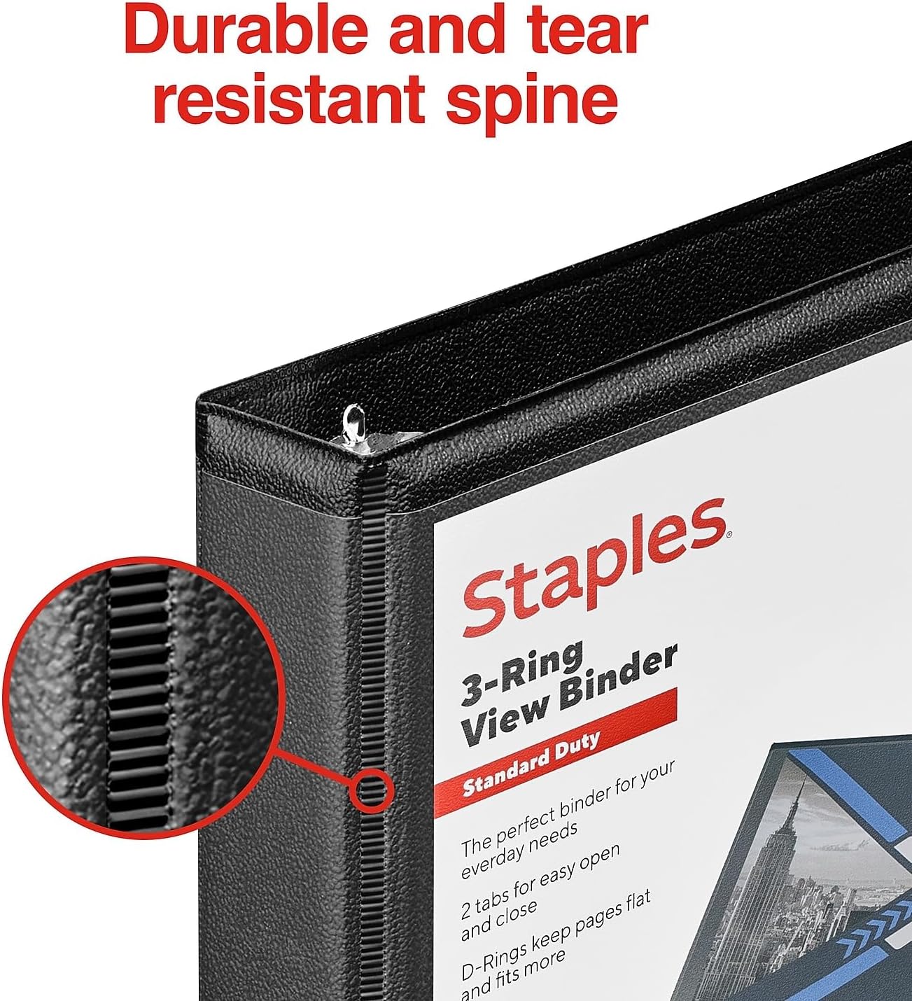 Staples Standard 2-Inch 3-Ring View Binder, Holds Up to 450 Sheets, Orange, Durable Binder for Office & School