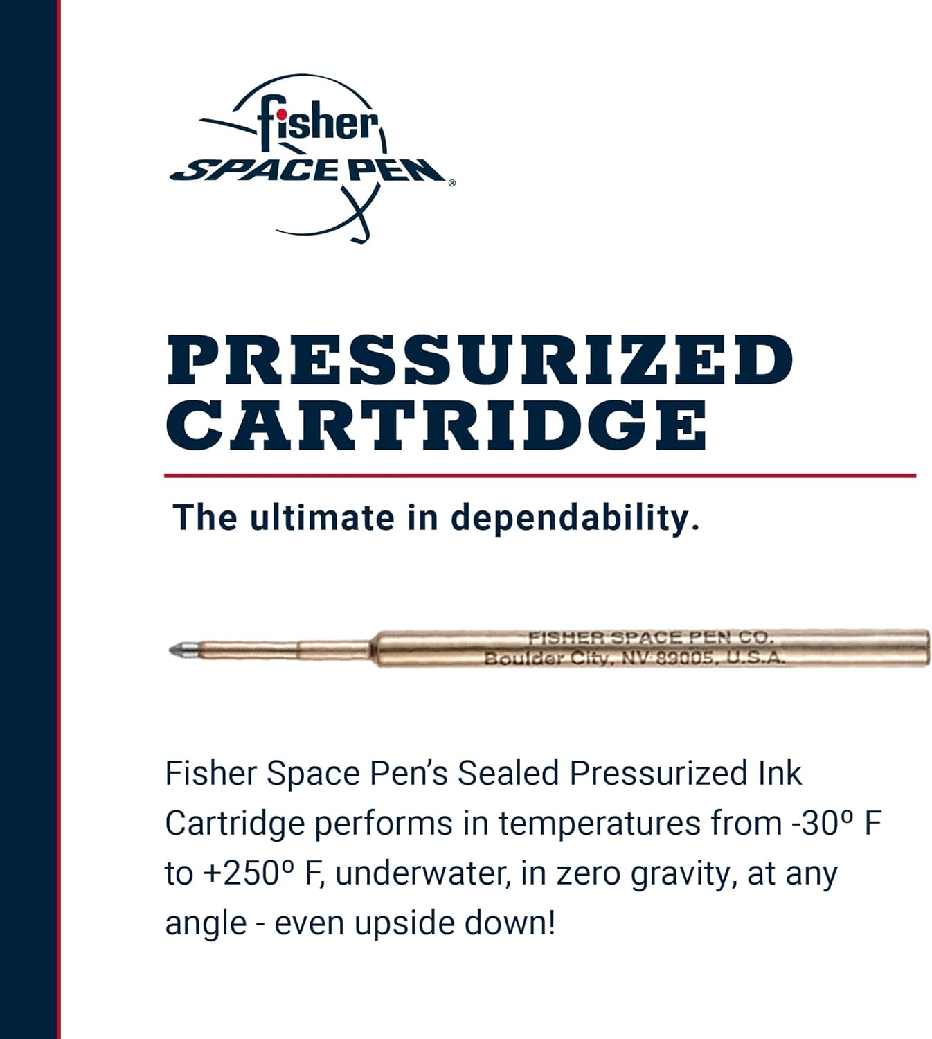 Fisher Space Pen Medium Point Pressurized Cartridge Refill, Silver Ink, 1 Pack