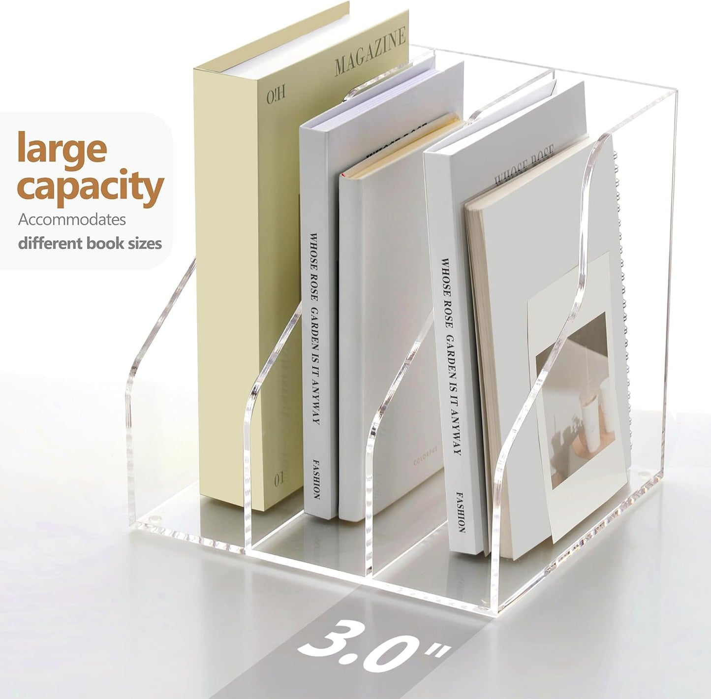 SANRUI 2-Pack Acrylic Magazine File Holder Desk Organizer Magazine Rack, Clear, Vertical File Sorter Holders, 9.45" D x 3.54" W x 10.24" H