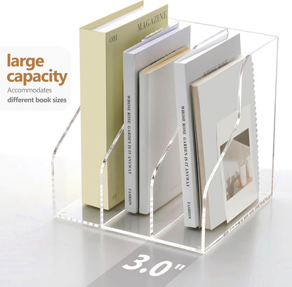 SANRUI 2-Pack Acrylic Magazine File Holder Desk Organizer Magazine Rack, Clear, Vertical File Sorter Holders, 9.45" D x 3.54" W x 10.24" H