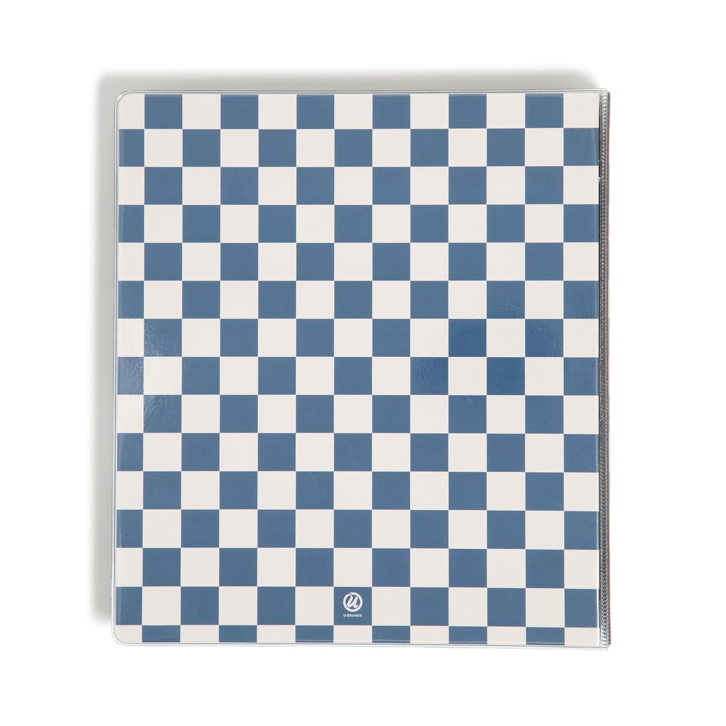 U Brands Checkered Preppy Blue 3 Ring Binder, 1-Inch, Holds 225 Sheets, Durable Round Rings, Clear View, Letter Size, 1 Pack