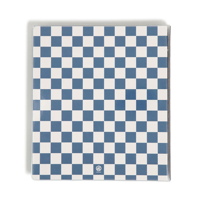 U Brands Checkered Preppy Blue 3 Ring Binder, 1-Inch, Holds 225 Sheets, Durable Round Rings, Clear View, Letter Size, 1 Pack