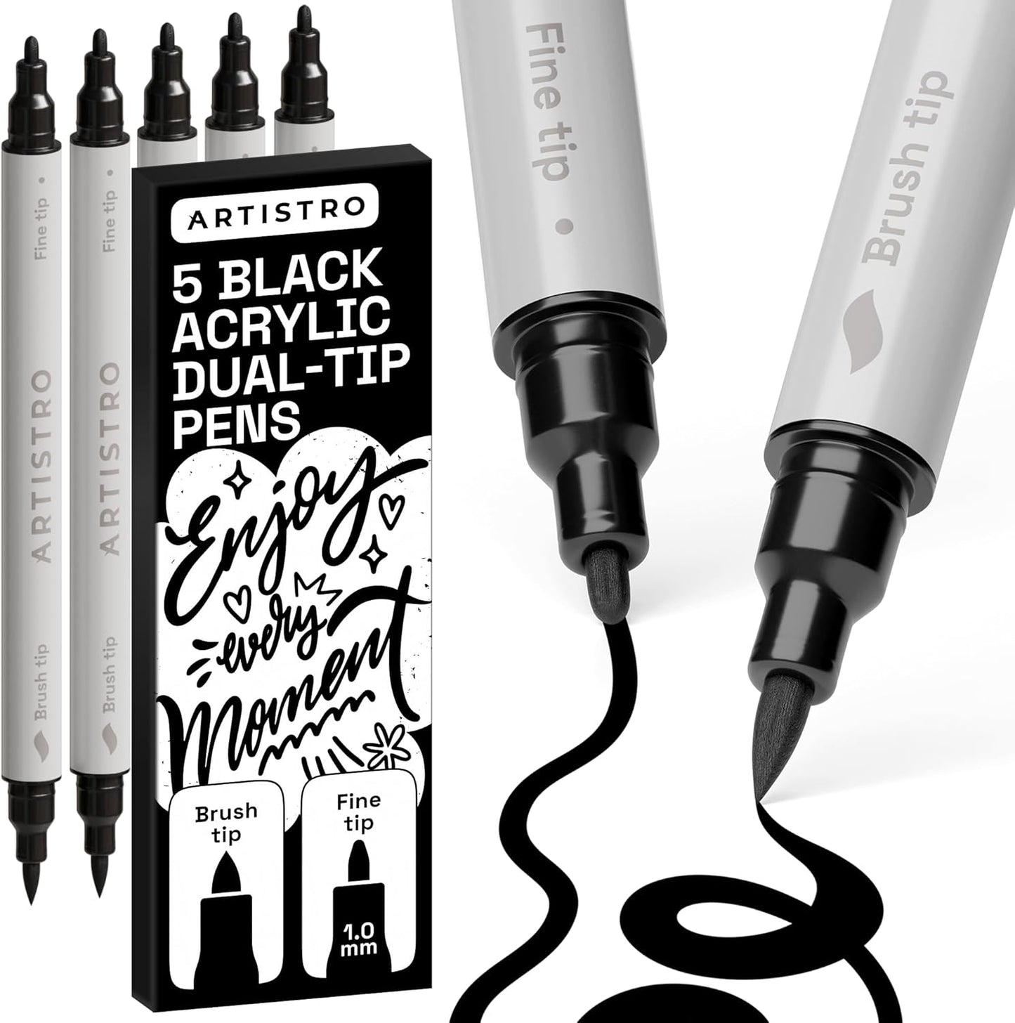 ARTISTRO 36 Acrylic Paint Markers - Paint Pens for Drawing, Brush + Fine Tips - For Fabric, Rock, Glass, Wood, DIY - Art & Craft Supplies for Adults, Teens, Kids - Teacher Appreciation Gift