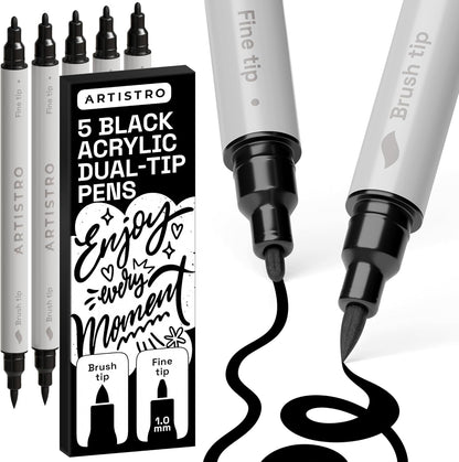 ARTISTRO 36 Acrylic Paint Markers - Paint Pens for Drawing, Brush + Fine Tips - For Fabric, Rock, Glass, Wood, DIY - Art & Craft Supplies for Adults, Teens, Kids - Teacher Appreciation Gift