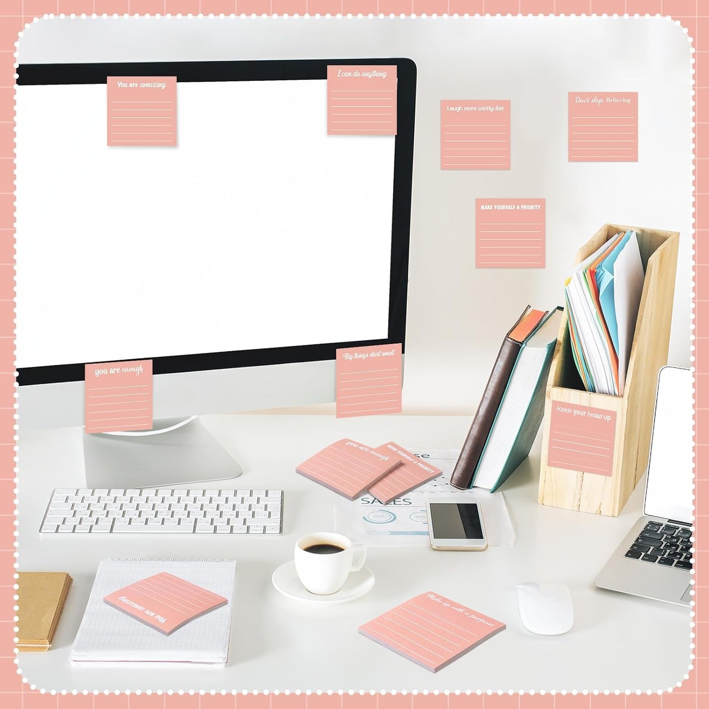 Yinder 48 Pcs Inspirational Sticky Notes Cute Motivational Sticky Notes Pad End of Year Employee Appreciation Gifts Bulk for Teacher Nurse Coworkers Office Supplies 3 x 3'' (Thank You,Dark Color)