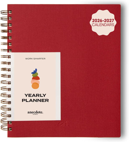 Anecdote Daily Planner w/ 2026-2027 Calendar | Start Anytime 26 Weeks Undated | 1 Page per Day | 8.5" x 5.2" | Hardcover To-Do List Organizer, Plan Your Success, Achieve Productivity Goals (Evergreen)