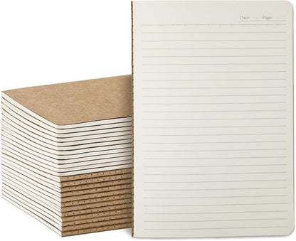 8 Pack Kraft Notebooks Bulk A5, 60 Pages Lined Ruled Journals, 8.3x5.5 Inches, Natural Kraft Cover Composition Notebooks for School Office Students Artists