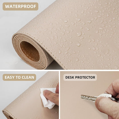 Large Desk Mat 47.2" x 17" Leather Desk Pad Protector with Natural Cork & PU Leather, Non-Slip Office Desk Mat, Large Mouse Pad, Waterproof Desk Blotter pad for Office&Home(Black)