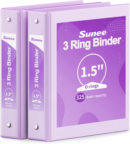 SUNEE 3 Ring Binder 3 Inch 2 Pack, Clear View Binder Three Ring PVC-Free (Fit 8.5x11 Inches) for School or Office Supplies, Pink