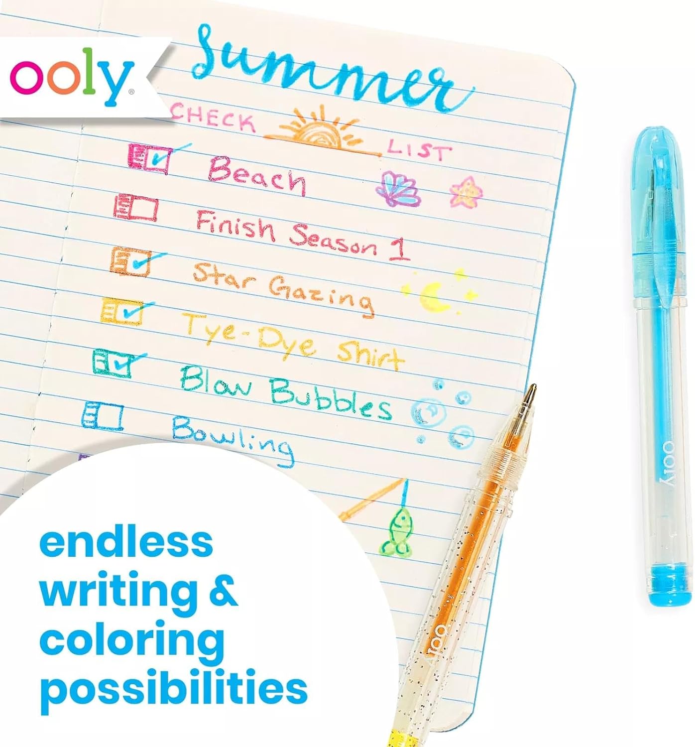 Ooly Scented Yummy Yummy Glitter Gel Pens Set of 12-1.00mm NIB Scented Glitter Pens for Kids and Adults, Art and Stationery Supplies