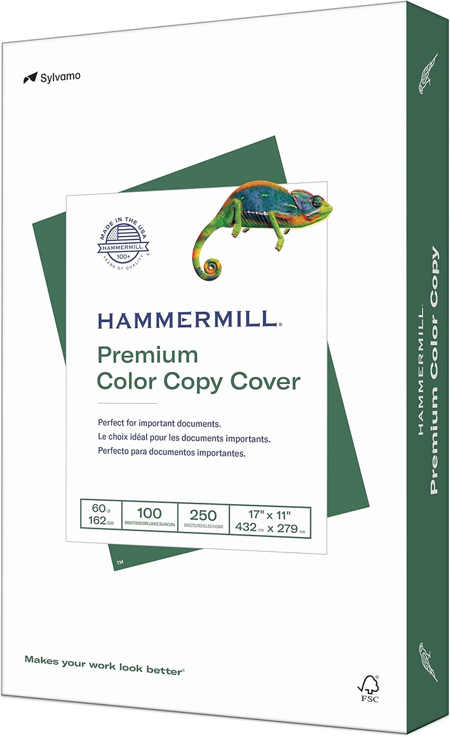 Hammermill Cardstock, Premium Color Copy, 60 lb, 8.5 x 11-100 Bright, Made in the USA Card Stock, 122549R, White - 1 Pack (250 Sheets)