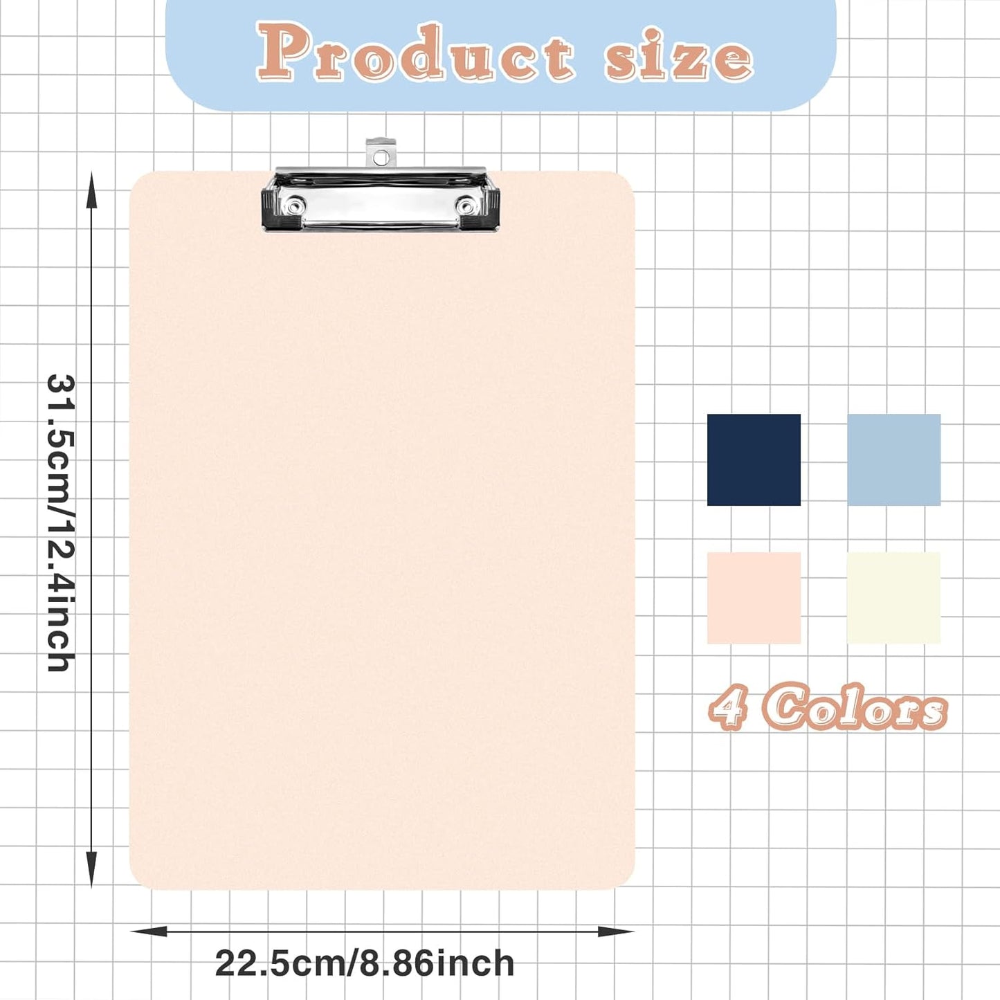 Clipboards 4 Pack Plastic Clipboards Letter Size, Durable Clipboard with Low Profile Metal Clip for Classroom Office Teachers Students Nurses