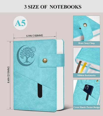 PAIBAS A5 Leather Journal Notebook, 365 Pages Thick Hardcover Lined Journal for Men & Women, Medium 5.9" x 8.4" College Ruled Notebooks for Work, School, Travel, Business,Note Taking,Writing Diary