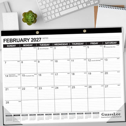 GuassLee Desk Calendar 2026-2027 - 19 Months Academic Calendar 17" × 11.5" Desktop Calendar from Jun. 2026 to Dec. 2027 with Julian Date for Home School Office Desk Top Organizing