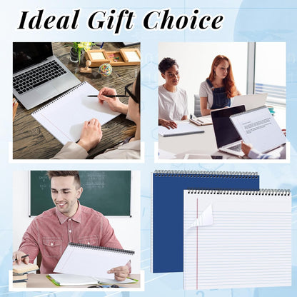 MotiMind 4 Pcs Legal Pads Landscape Notebooks Hole Punched Top Spiral Bound Notebooks 11 x 9.5 Inch College Ruled Drawing Notepad Tear Line for Removal 50 Sheet Office Steno Book(White)