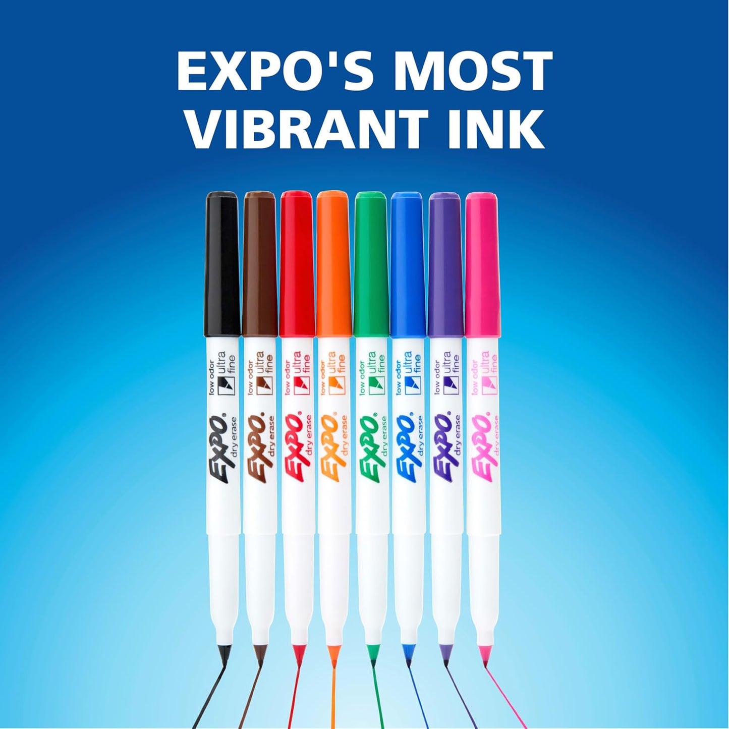 EXPO Dry Erase Markers, Low Odor Ink, Black, Ultra Fine Tip, 4 Count