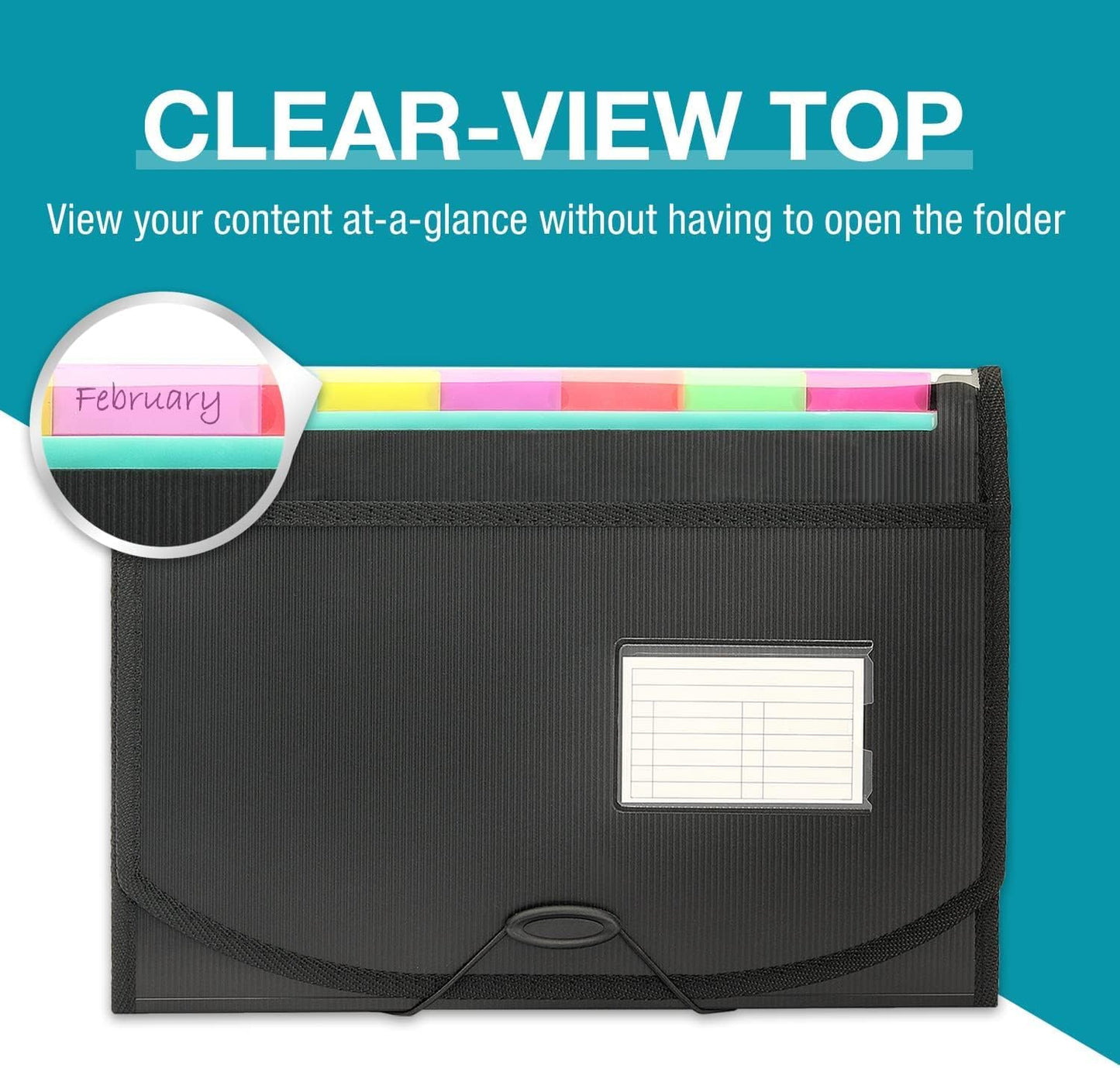 H4D Accordion File Organizer, 13 Pocket Expanding File Folder with Labels for Documents, Letter Size, 1 Pack