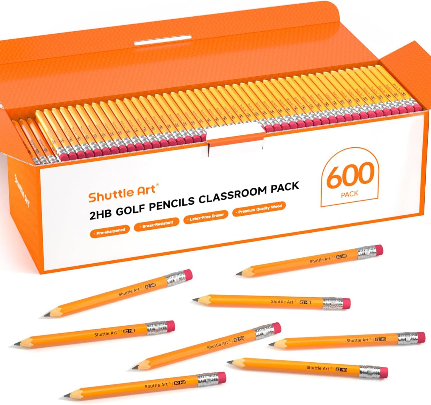 Shuttle Art 108 Pack Golf Pencils With Erasers, #2 HB Pencils Bulk, 3.5” Mini Pencil, Pre-Sharpened Small Pencil for Kids Teachers Classroom Games, Back to School Supplies