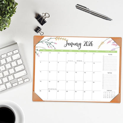Desk Calendar 2026 with Desk Mat – 22" x 17" Large Desk Pad Calendar Runs from January 2026 to June 2027, Floral Design Desktop Calendar with To Do List, Personal Desk Calendar Planner for Home, Office
