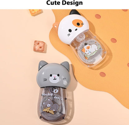 2Pcs Cute Cat White Correction Tape Kawaii Extra-Long Correction Tape – 98ft (30m) Each with Aesthetic Cute Cartoon Cat Applicator for Back To School Office Supplies