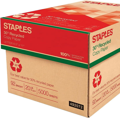 Staples 30% Recycled 11x17 Paper 20 lbs 92 Bright 500/Ream, For Office, School & Home