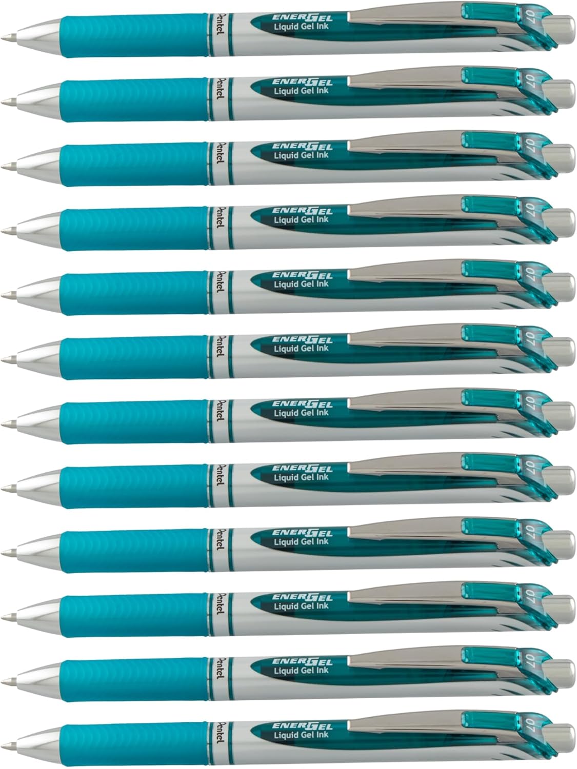 Pentel EnerGel RTX Retractable Liquid Gel Pen, (0.7mm) Medium Line, Metal Tip, Black Ink, Box of 12 (BL77-A)