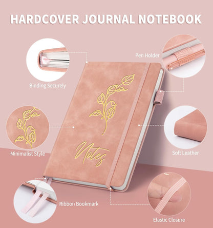 Lined Journal Notebook for Women Men, A5 Hardcover Leather Journals for Writing, 200 Pages Thick Paper, Daily Journal Notebook for Work, School, Note Taking, Business, Travel, College Ruled