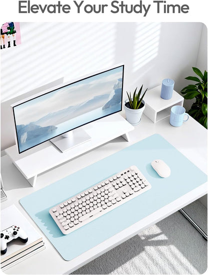 YSAGi Leather Desk Pad Protector, Office Desk Mat, Large Mouse Pad, Non-Slip PU Leather Desk Blotter, Waterproof Laptop Desk Writing Pad for Office and Home (23.6" x 13.8", Eggshell) - Colors B