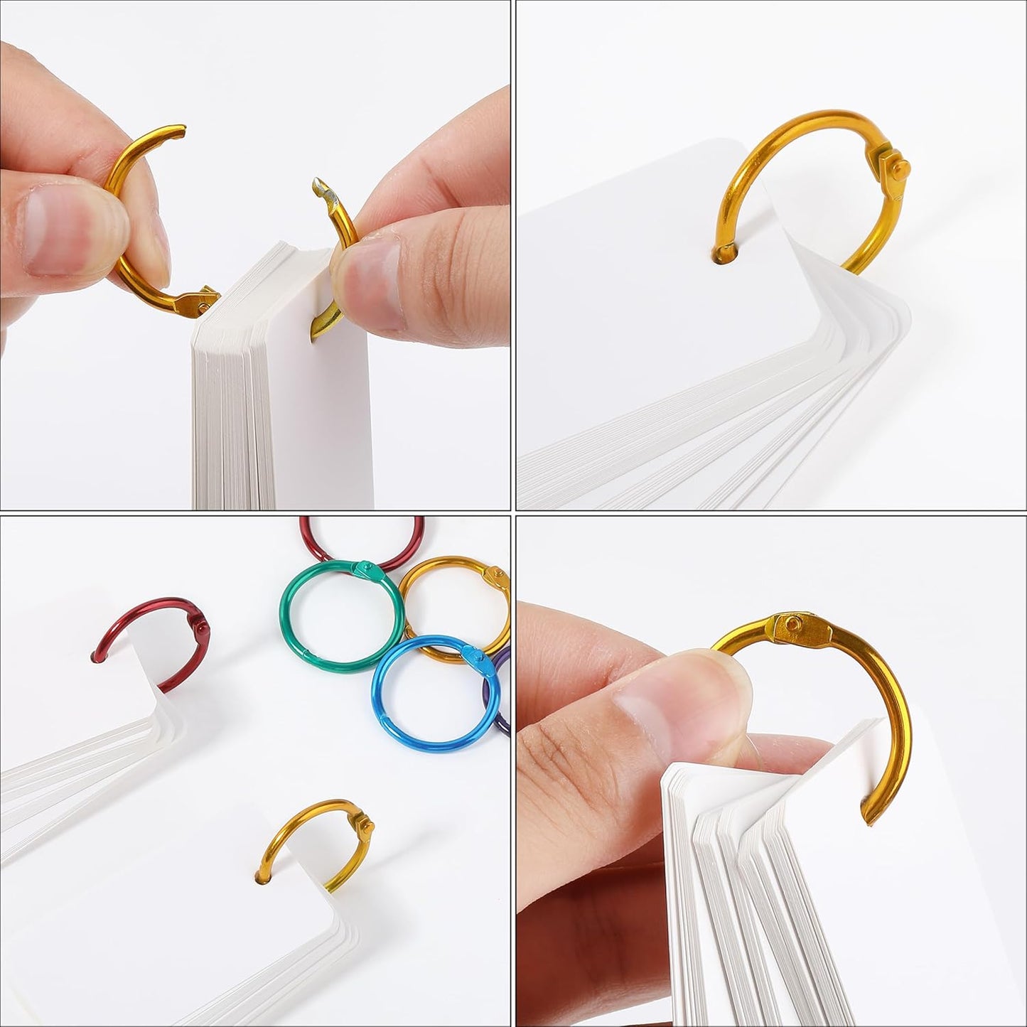 Mr. Pen- Loose Leaf Binder Book Rings, 5 Assorted Sizes (0.6", 1", 1.2", 1.5",2"), 36 Pack, Metal Binder Rings for Index Cards, Keychains, School, Home, Office, Silver