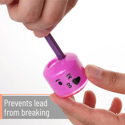 Mr. Pen- Pencil Sharpeners Manual, 48 Pack, Dual Hole, Smiley, Bulk Handheld Pencil Sharpener, Compatible with Standard and Jumbo Pencils, Snap-on Lid, Stainless Steel Blade, Back to School Supplies