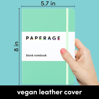 PAPERAGE Lined Journal Notebook, (Black), 160 Pages, Medium 5.6 in x 8 in - 100 GSM Thick Paper – Hardcover Journaling Notebook for Work, School & Note Taking