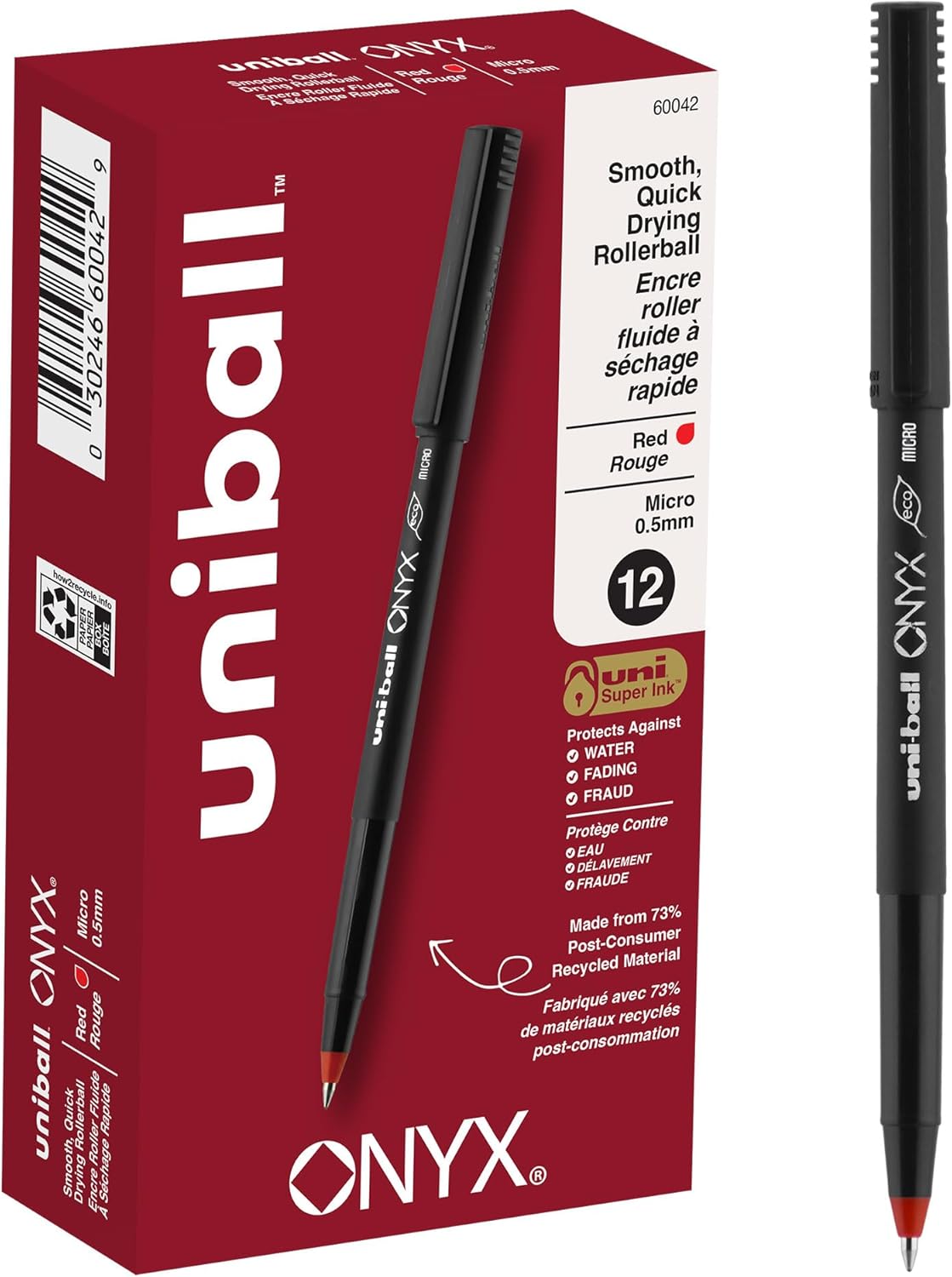 uniball Roller Rollerball Pens, Micro Point (0.5mm), Blue, 12 Pack