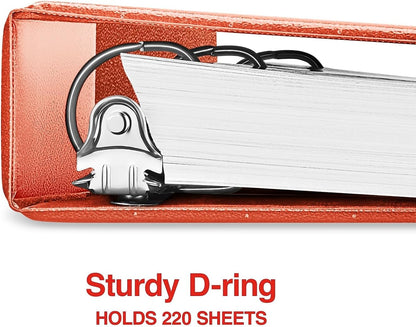 Staples Standard 2-Inch 3-Ring View Binder, Holds Up to 450 Sheets, Orange, Durable Binder for Office & School