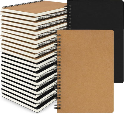 EUSOAR Spiral Notebook, A5 12packs 5.5"X8.3" 120 Pages Lined Travel Writing Notebooks Journal, Memo Notepad Sketchbook, Students College Office Business Subject Diary Ruled Book Journal-Black Cover