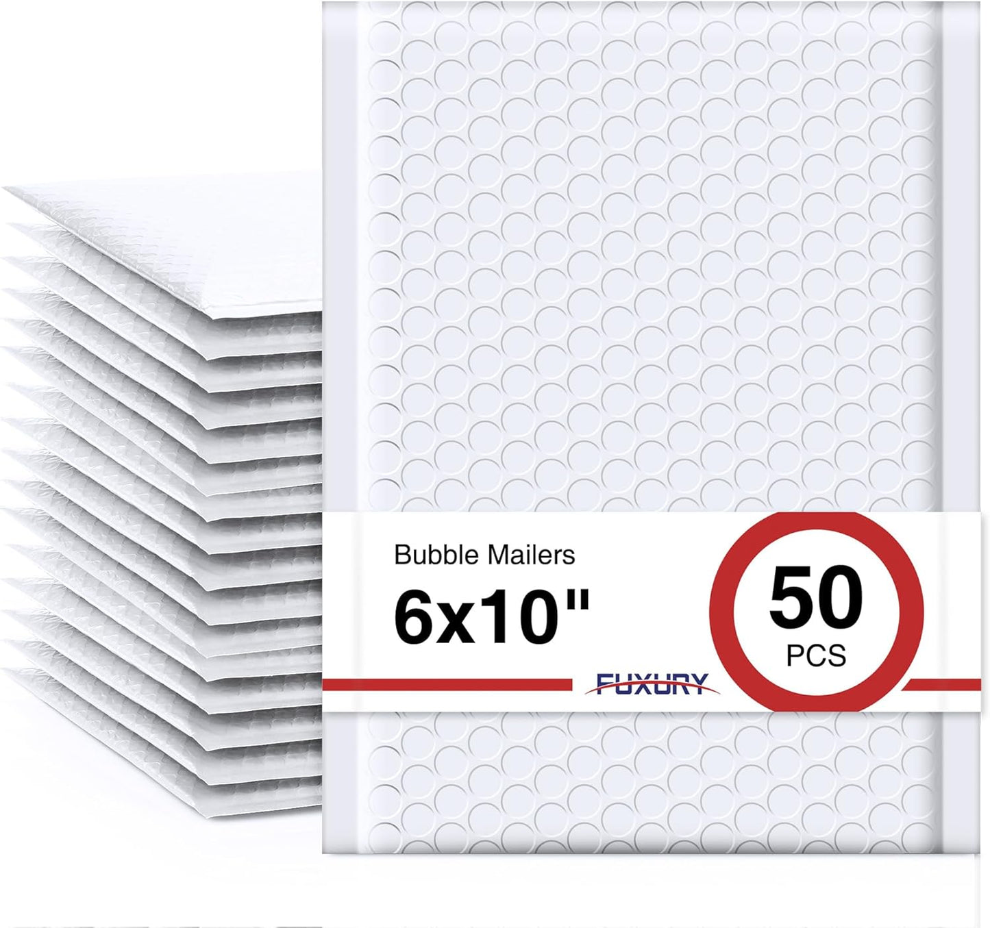 Fuxury Bubble Mailer 6x10" 100 Pack White Bubble Mailers Usable Size 6x9" Self Seal Padded Mailing Envelopes Opaque Bubble Padded Mailer for Small Business Mailing Jewelry Makeup Small Items