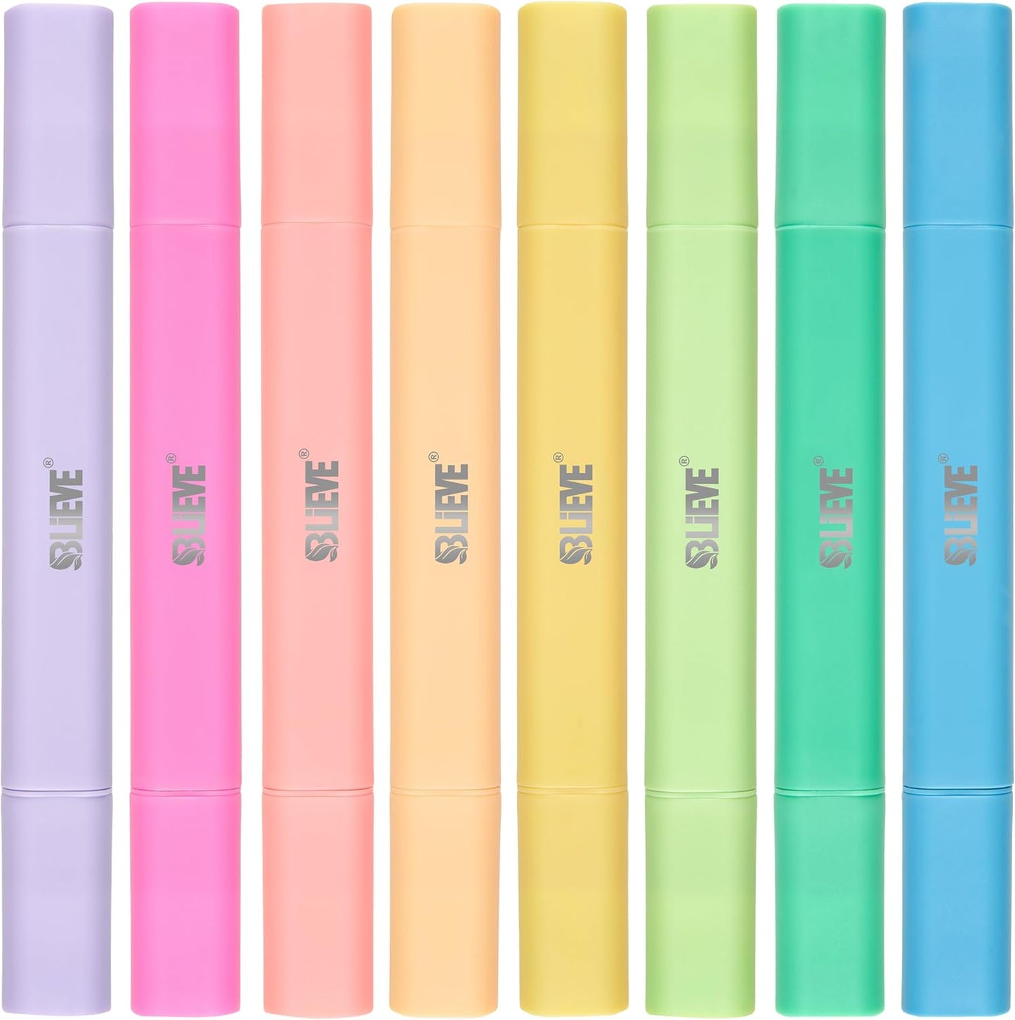 BLIEVE Aesthetic Cute Highlighters No Bleed Through, Dual Tip 8 Pack, Pastel Colors For Bible & Journaling