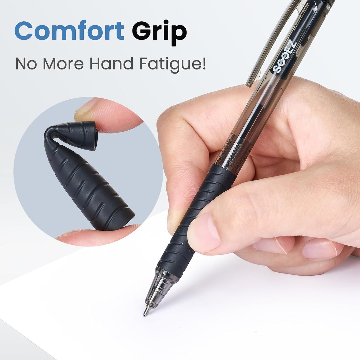 Sooez 40 Pack Bulk Pens Ballpoint, Smooth Writing Pens with Soft Grip, Retractable Black Ink Pens, Medium Point 1.0mm Pen for Journaling, Ballpoint Pen Office Supplies for Nurse, Server, Note Taking