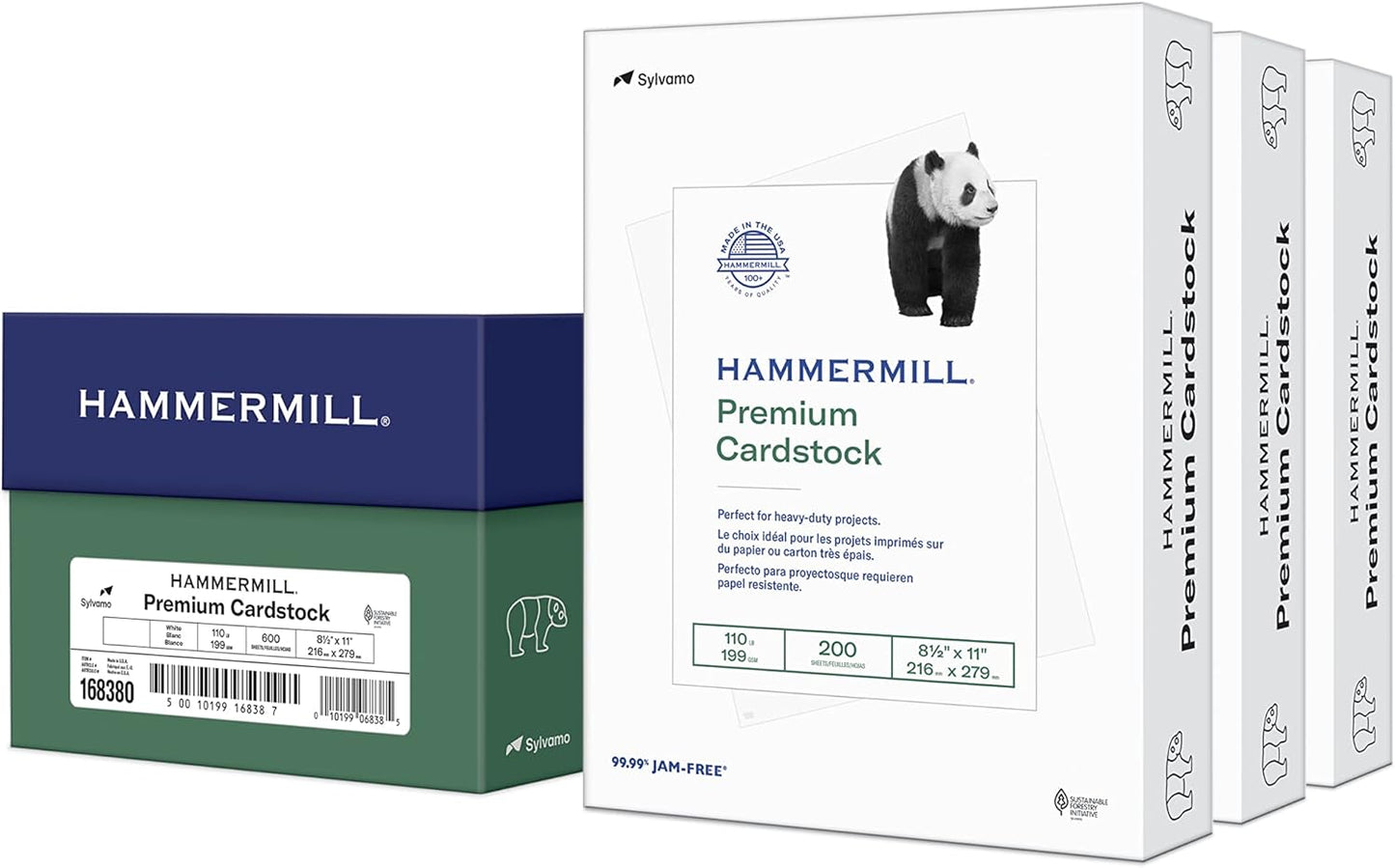 Hammermill White Cardstock, 110 lb, 8.5 x 11 White Cardstock - Thick Card Stock, Made in the USA, 168380C, 3 Pack (600 Sheets)