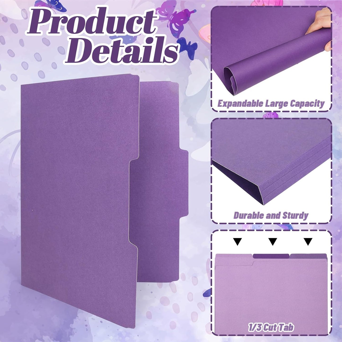 Whaline 24 Pack Dusty Blue File Folders Letter Size Gradient Blue File Pockets with 1/3 Cut Tab 8.9 x 11.6 Inch 4 Colors Documents Folders for Home Office Classroom Supplies