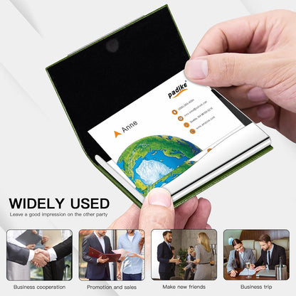 Padike Business Card Holder/ Case Professional PU Leather & Stainless Steel Multi Wallet Credit Card ID Case/Holder for Men & Women. (Black)