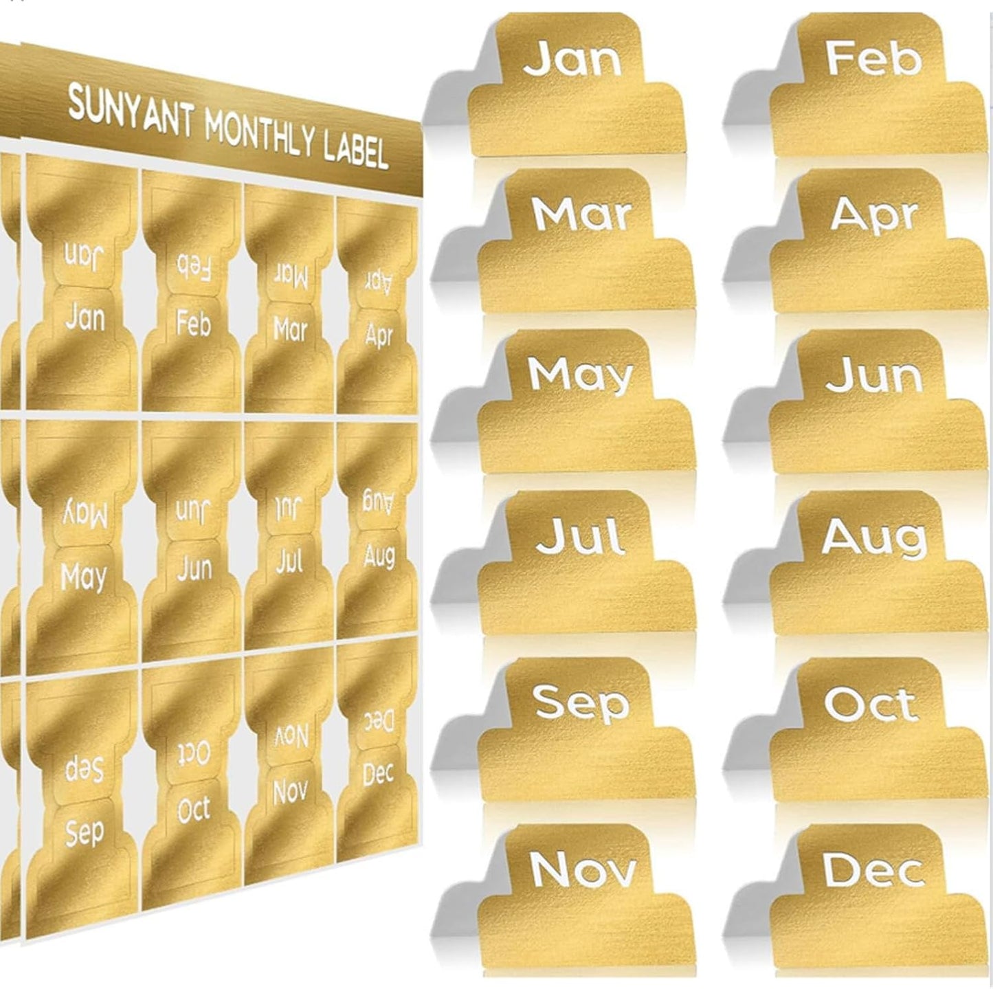 Outus 24 Pieces Monthly Adhesive Tabs for Planner - Designer Accessories Monthly Tabs Stickers Decorative for Office Planners Organizations Sturdy Notebook Planners Journal(Black)