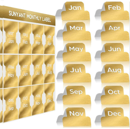 Outus 24 Pieces Monthly Adhesive Tabs for Planner - Designer Accessories Monthly Tabs Stickers Decorative for Office Planners Organizations Sturdy Notebook Planners Journal(Black)