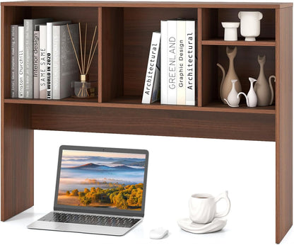 Tangkula Desktop Bookshelf, Countertop Storage Hutch with 5 Shelves for Computer Desk, Desk 3-Tier Display Rack, Multipurpose Wood Desktop Hutch Storage Organizer for Dorm Office Home