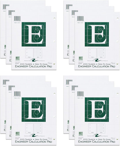 ROARING SPRING Graph Ruled Engineering Pad, Engineering Graph Paper Pad, 5x5 Enclosed Grid, 8.5" x 11", 100 Sheets, 3 Hole Punched, Buff Tinted Sheets, Made in USA