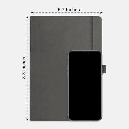 RETTACY Graph Grid Paper Notebook, 192 Pages, A5 Medium Size (5.7'' x 8.3''), 5 Squares per Inch, Leather Hardcover, 100 GSM Thick Paper, for School, Students, Math, Engineering (Brown)