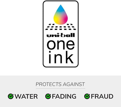 Uni-Ball One Black Retractable Gel Pens 4 Pack with Medium Points, Uni-Ball Click Pens are Fraud Proof and the Best Office, School, and Bible Pens