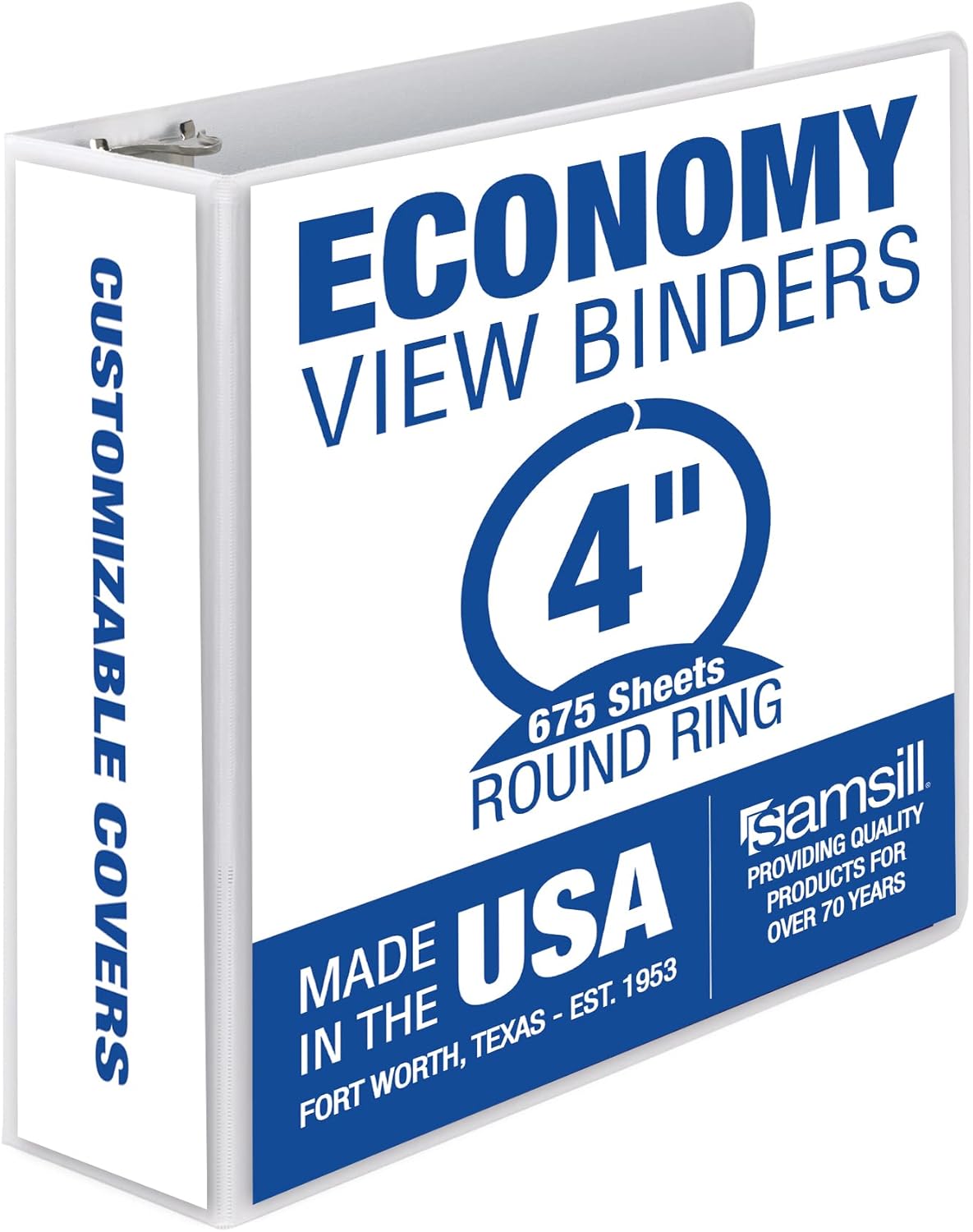 Samsill 1.5 Inch 3 Ring Binders, Economy Round Ring, Clear View Cover, 325 Sheet Capacity - for School, Home, Office - White, 4 Pack