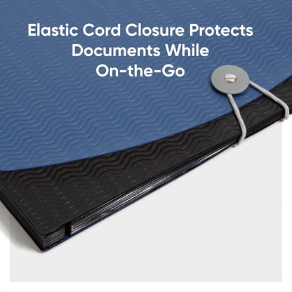 Smead Poly Frequency Expanding File Folders, Flap and Cord Closure, Letter Size, Wave Pattern, 13 Pocket, Blue/Black (70863)