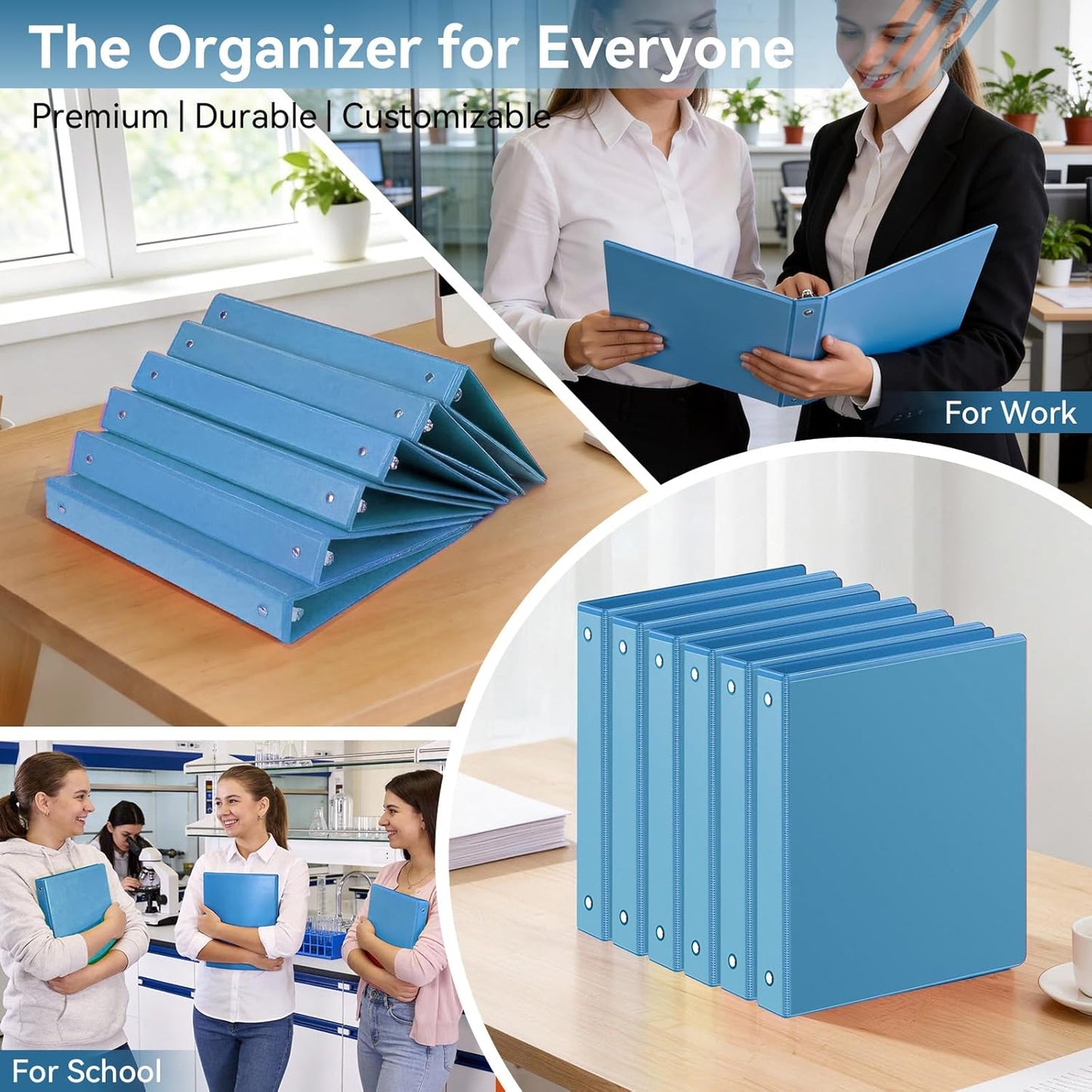 SUIN 1 Inch 3 Ring Binder, Clear 1'' View Presentation Binders with 2 Pockets, Fits 8.5 x 11 Letter Size, Durable Polypropylene, Non-Stick & PVC-Free for School, Office & Home (Orange)